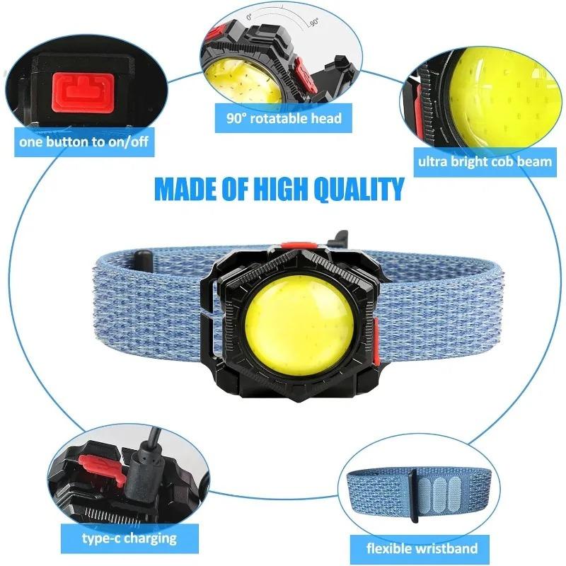 Portable LED Wrist Light Mini Flashlight USB Rechargeable Watch Lamp Wrist Lighting Torch Flashlight Outdoor Sport Running Light