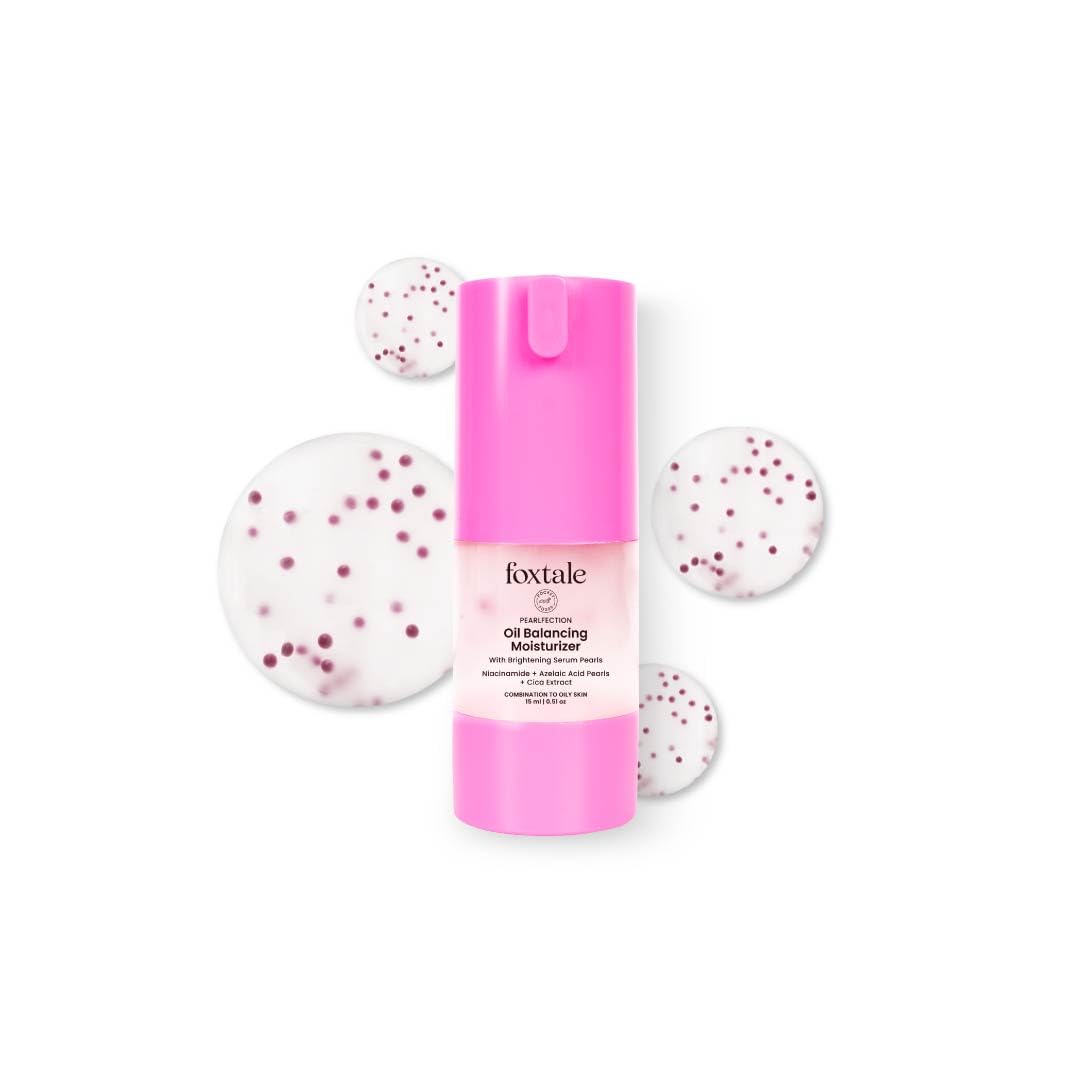 Foxtale Oil-Balancing Gel Face Moisturizer with Niacinamide & Cica | 8hr Oil-Free Glow | Lightweight & Non-Greasy | Reduces Acne & Calms Skin | For