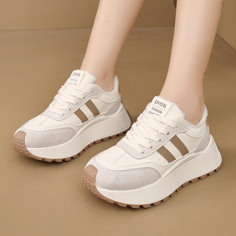 Vintage Women's Large Size Soft Sole Winter Warm Fur One Anti-slip Snow Boots Padded Lined Ankle Boots Windproof Outdoor Sports Cotton Boots