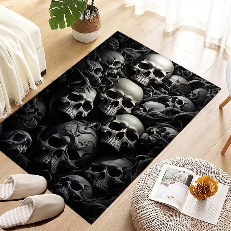 1pc Scary Skull Pattern Carpet Suitable for Kitchen A Living Room Bathroom Nursery Bedroom Kitchen and Home Decoration Rugs