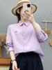 Women's Long Sleeve Embroidered Cotton Shirt - Candy Color, High Quality, Versatile Loose Fit Casual Top