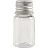 Small Transparent Plastic Jar with Gray Screw-on Lid. Ref 13177