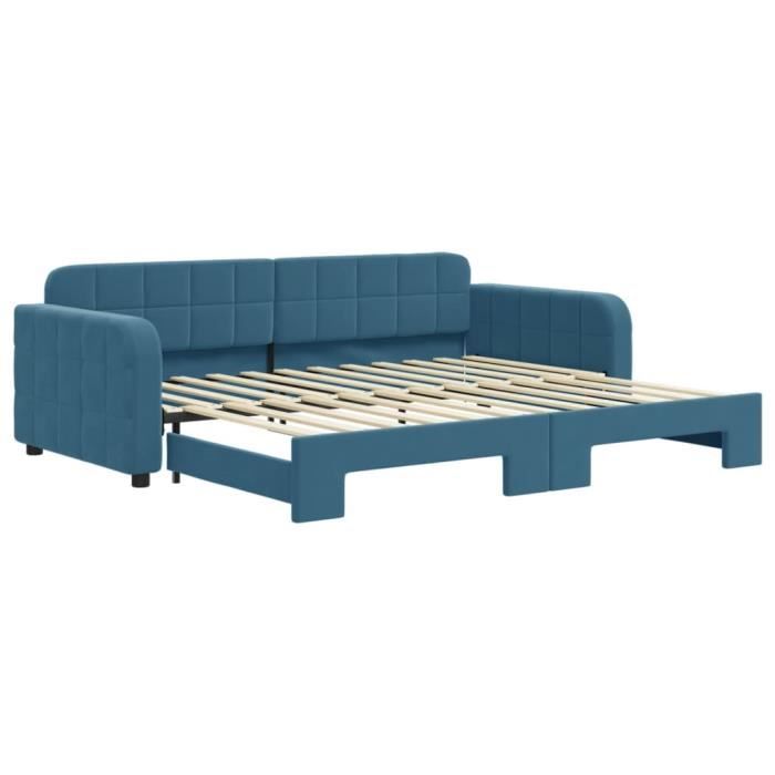 VidaXL Lit de jour avec lit gigogne bleu 90x200 cm velours 3196928