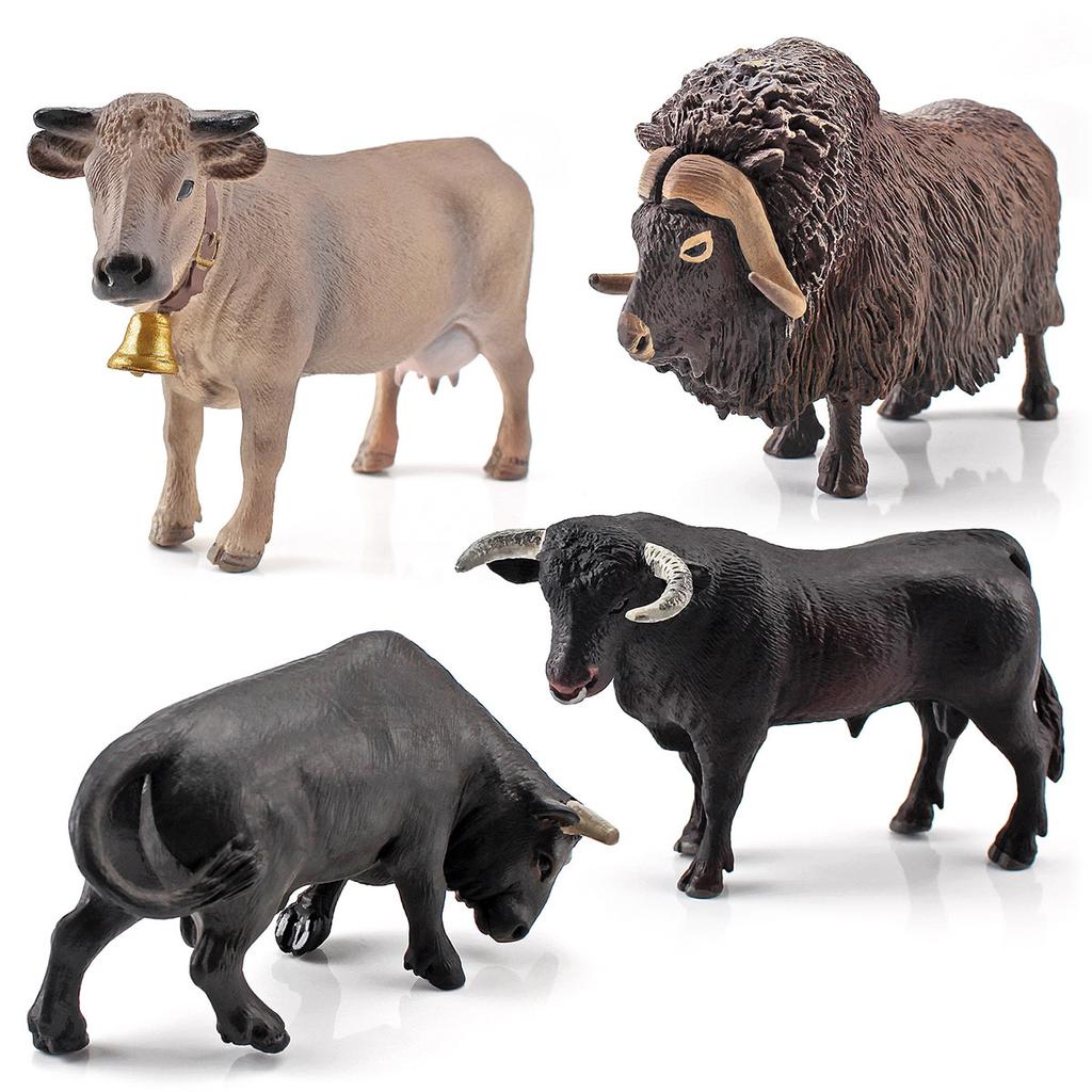 4 types Bull Buffalo Bison Model Simulation Cattle Animal Action Figure Figurine Educational Toys for Children Home Decor Gift