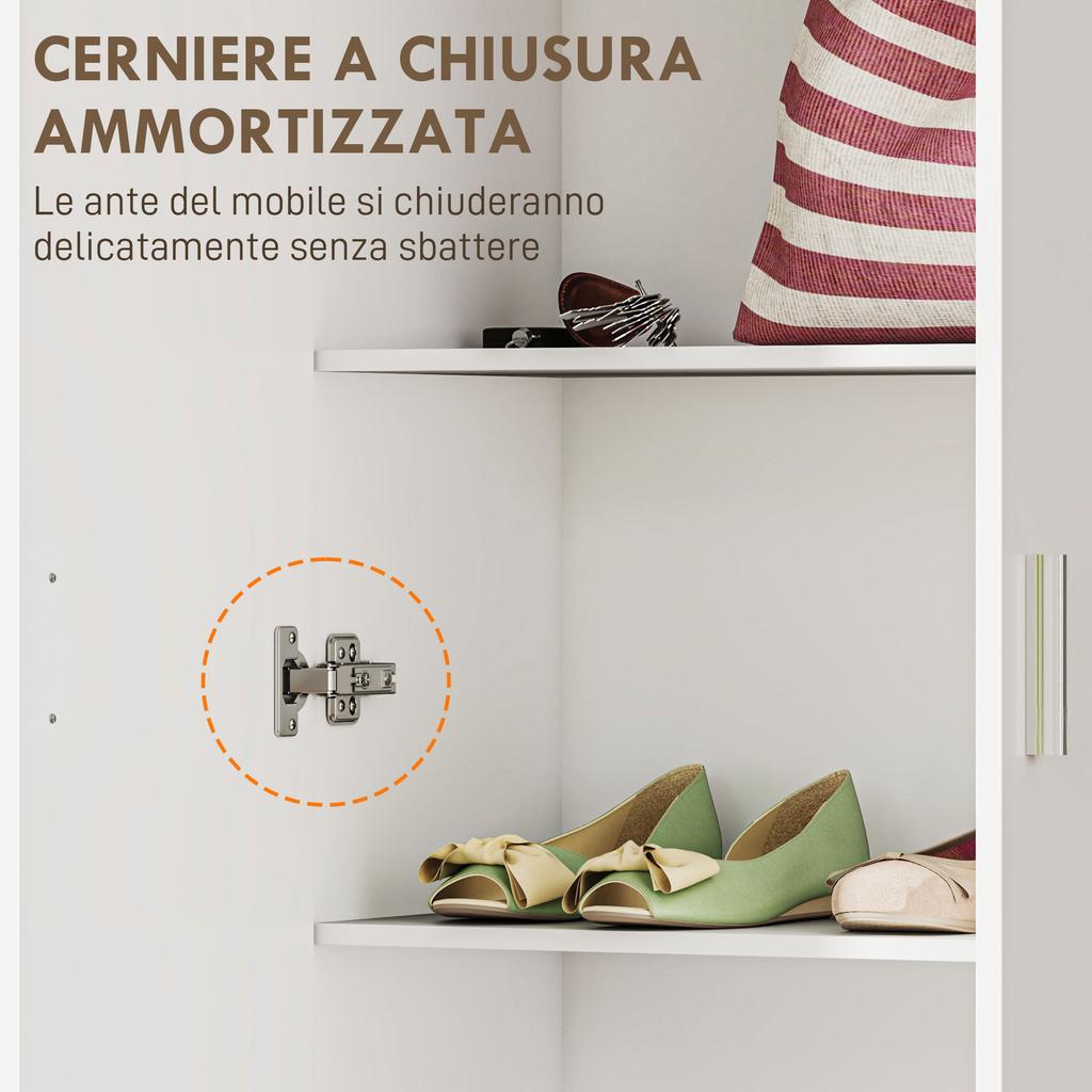 Modern Multipurpose Cabinet with 5 Shelves and Adjustable Levels, Wooden, 60x31.5x165 cm, White