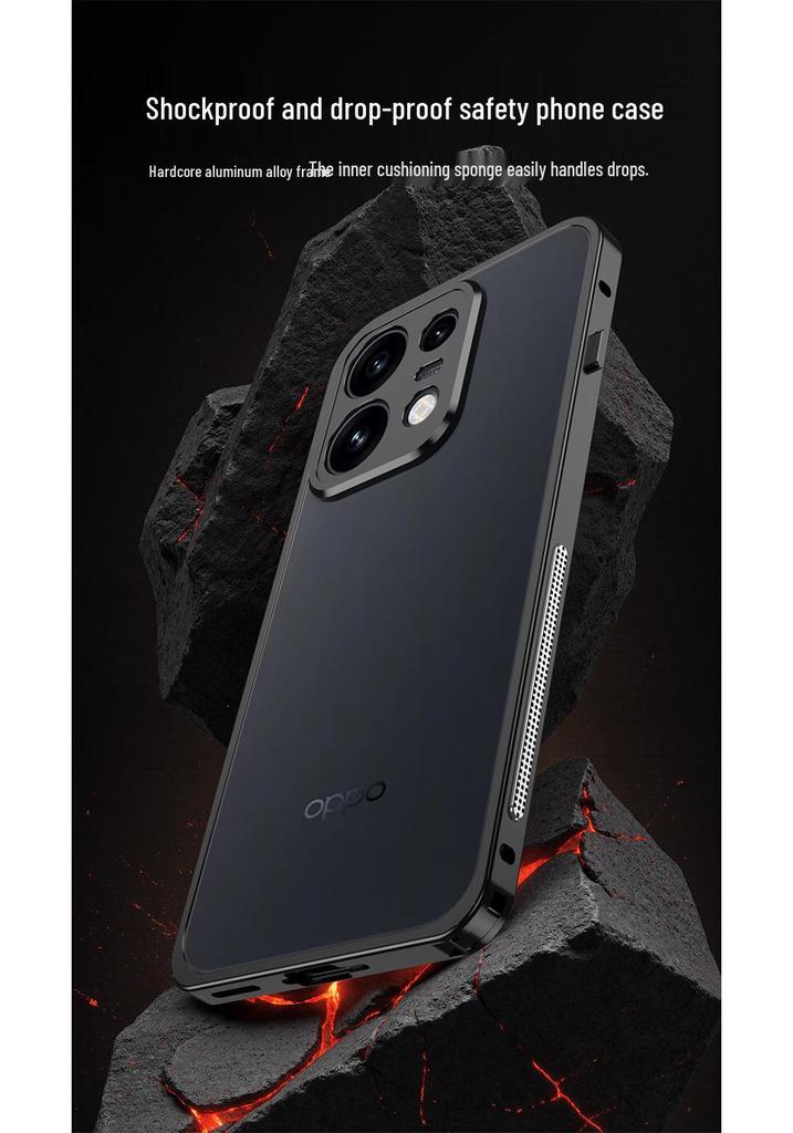 Oppo Reno16 Metal Hippo Buckle Heat Dissipation Case - Drop-Resistant Protective Cover
