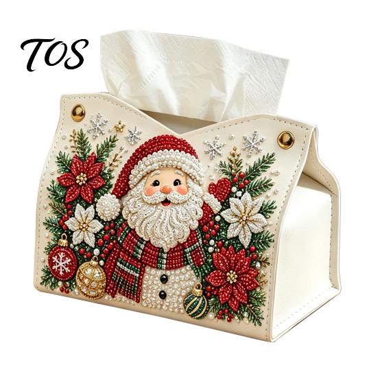 Festliche Raumdekoration DIY Weihnachten Diamantmalerei Taschentuchbox, Funkelnde Strasssteine PU-Leder Servietten Bastelsets für Jugendliche Halter, Rechteckige Aufbewahrung