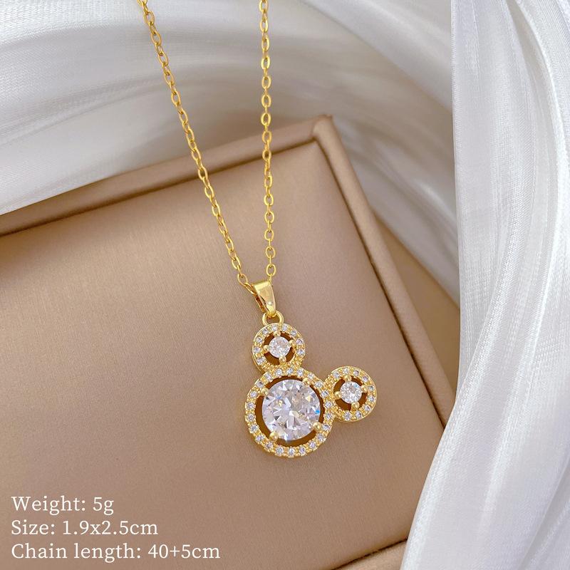 Copper Micro-Inlaid Love Fashion Light Luxury Temperament Gorgeous Full Diamond Necklace Female Versatile Collarbone Chain Titanium Steel