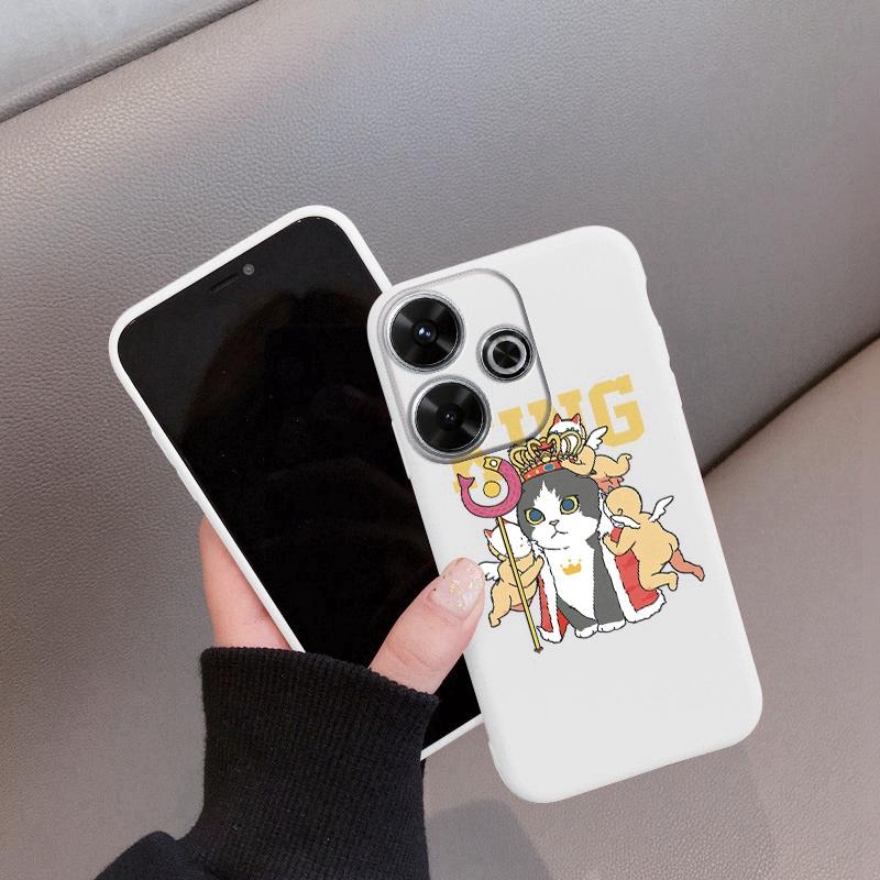 

King Cat Soft Silicone Case For Samsung A55 M35 S24 Xiaomi Redmi Note 13 Pro 13C 14T Poco C65 iPhone 15 Huawei Honor 200 Lite Realme Shockproof Cover Realme 12 5G білий