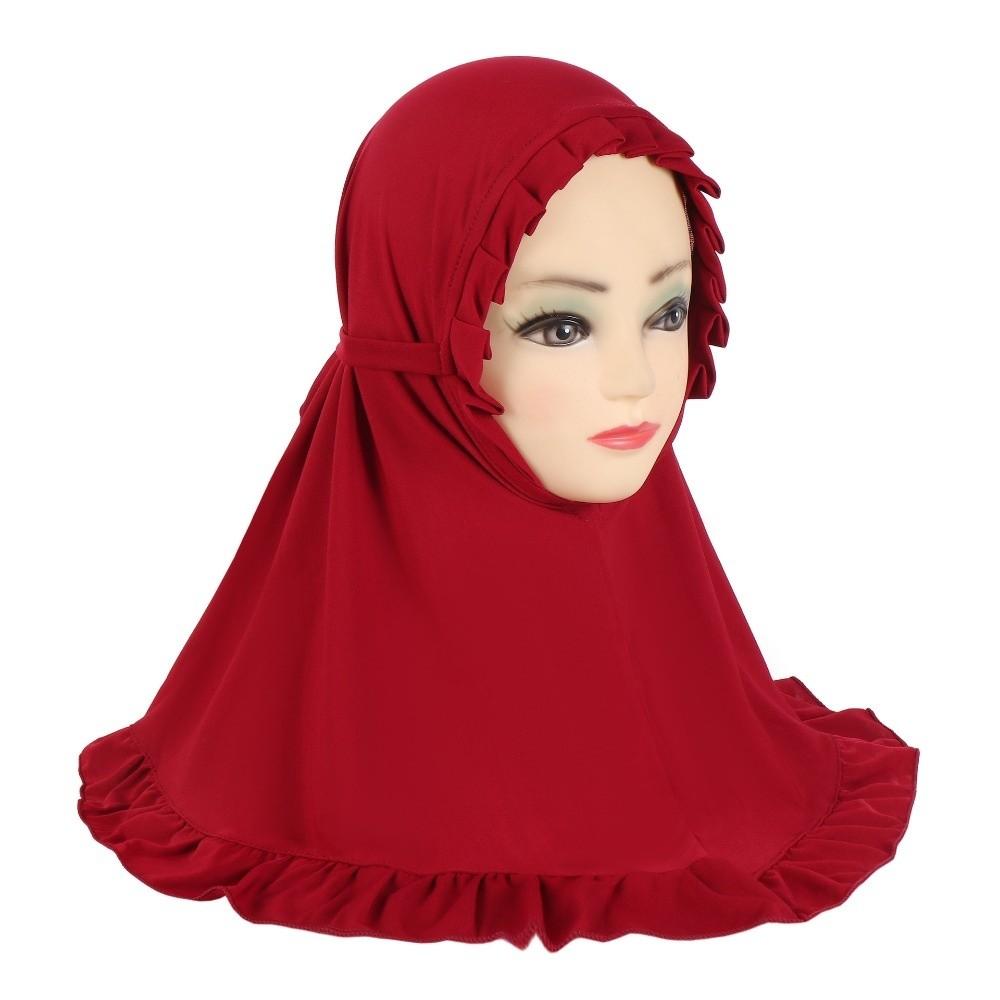 

Solid Color Girls Neck Shawl Breathable Floral Islamic Head Scarf 2-7 Years Old Kids