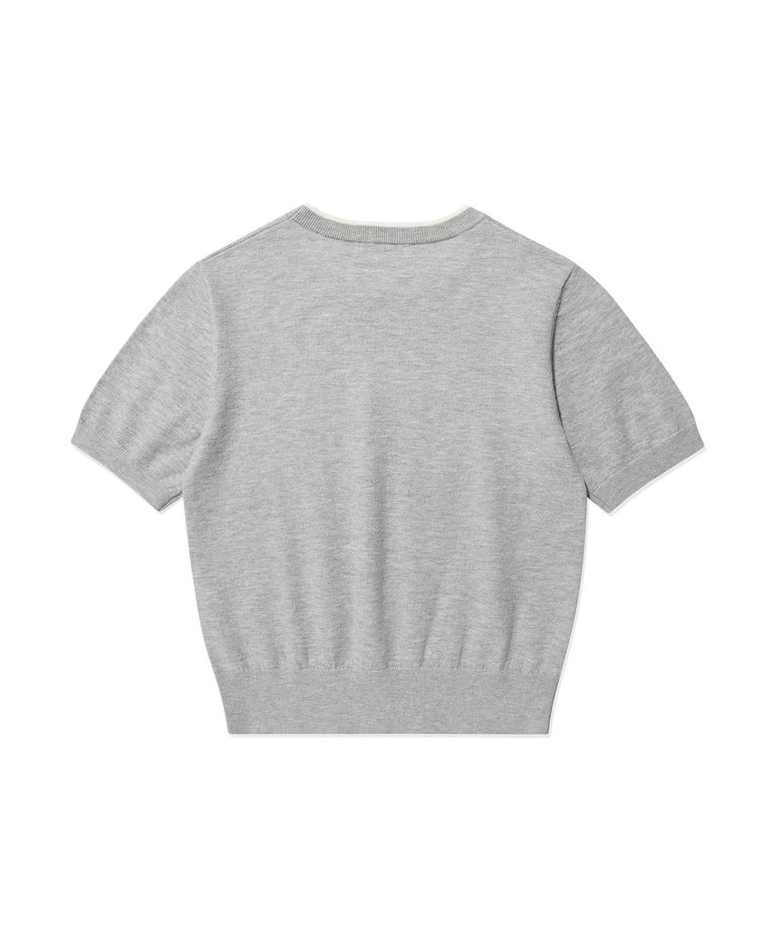 Wacky Willy Women'S Typographic Color Block Short Sleeve Knit Grey