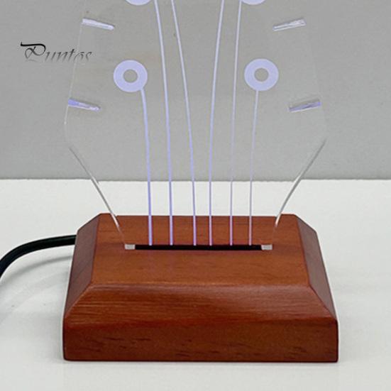 Light-up Guitar Pick Holder Acrylic Pick Holder with Wooden Base Electric Guitar Headstock Shape Pick Holder for Multiple Picks Storage And Display