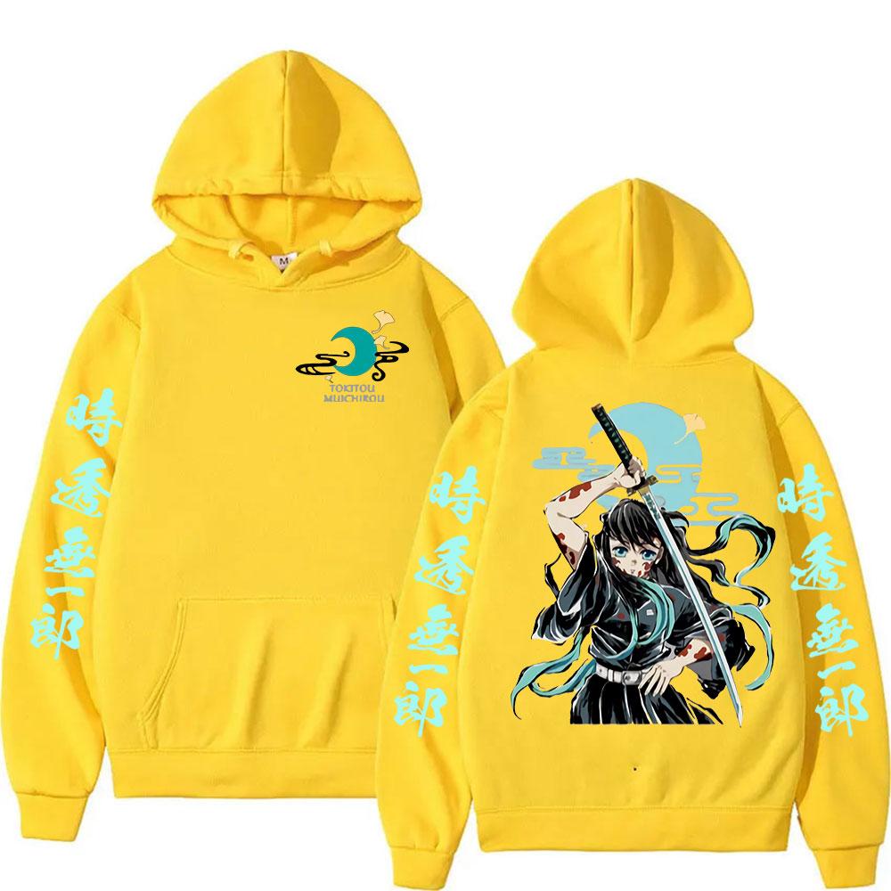 Anime Demon Slayer Muichiro Tokito Imprimé Sweat à capuche Homme Femme Décontracté Manches Longues Sweat-shirt Oversize Pull à Capuche de Haute Qualité