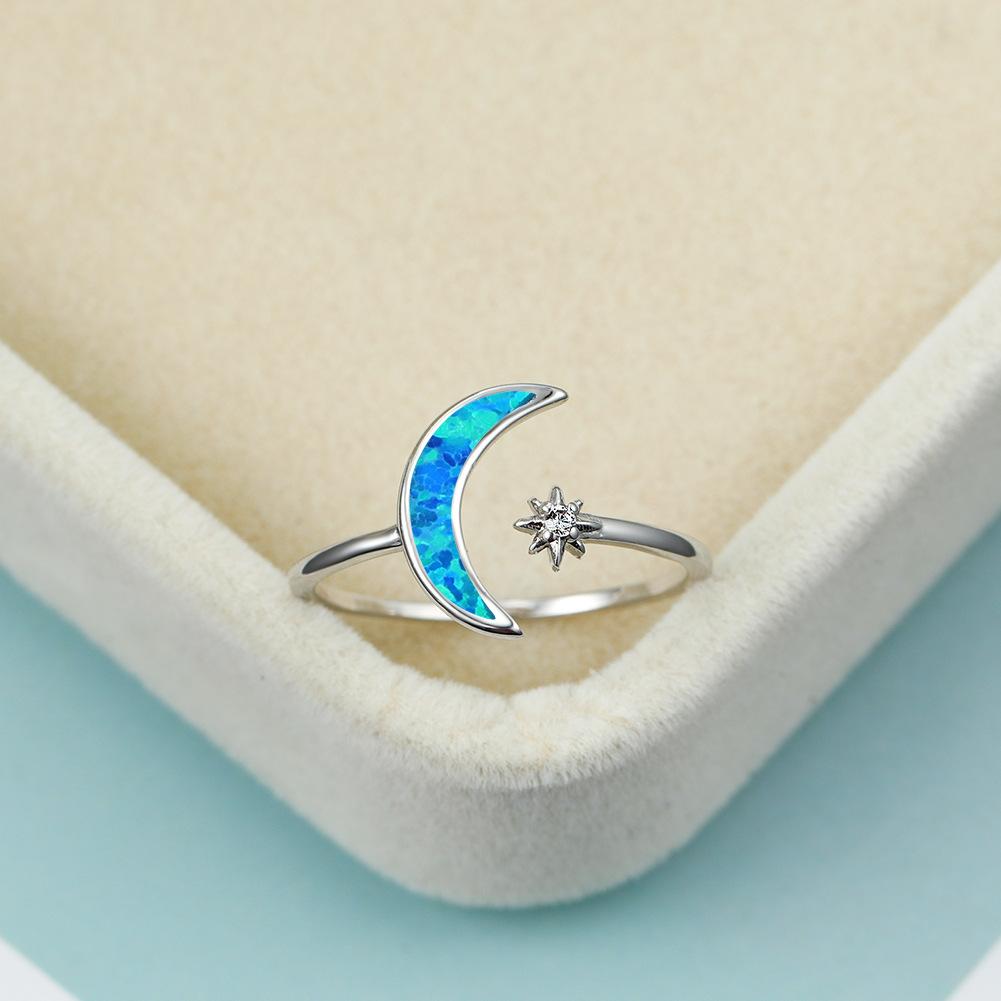 Simple Star Moon Open Ring Exquisite Lady Jewelry