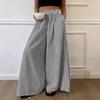 Women Pants with Pockets, Casual Wide Leg Trousers with Elastic Waist, Loose Fit Striped Print Pants for Everyday Wear
