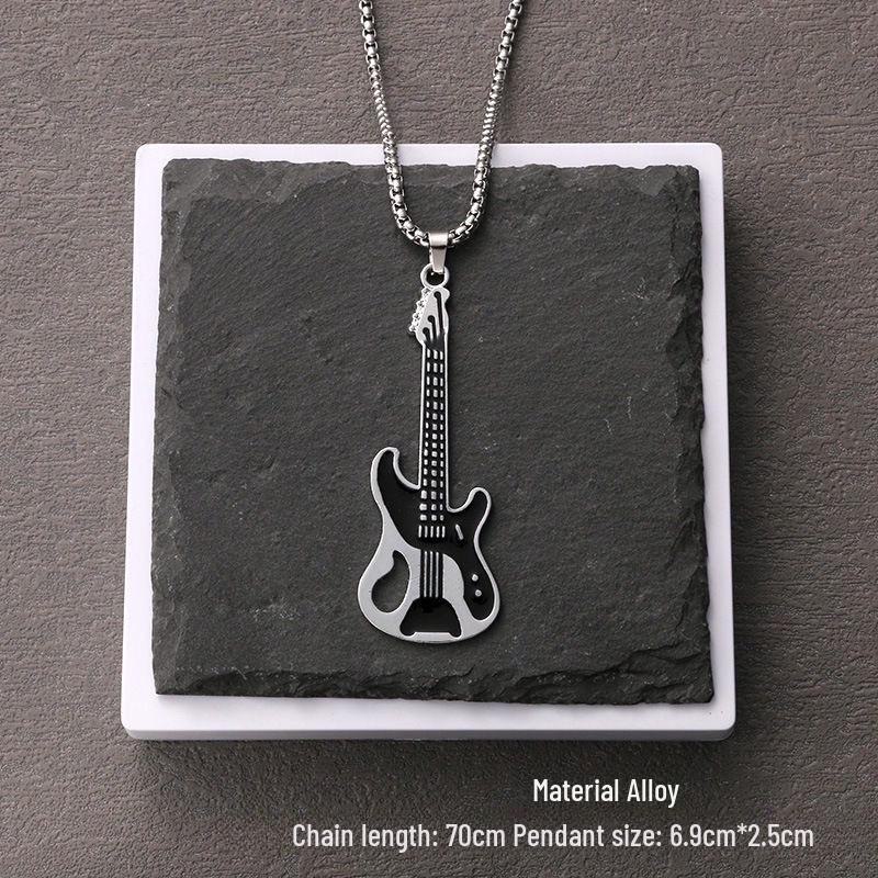 

Креативное мужское ожерелье с гитарой из титана в стиле хип-хоп - модные уличные ювелирные аксессуары из нержавеющей стали