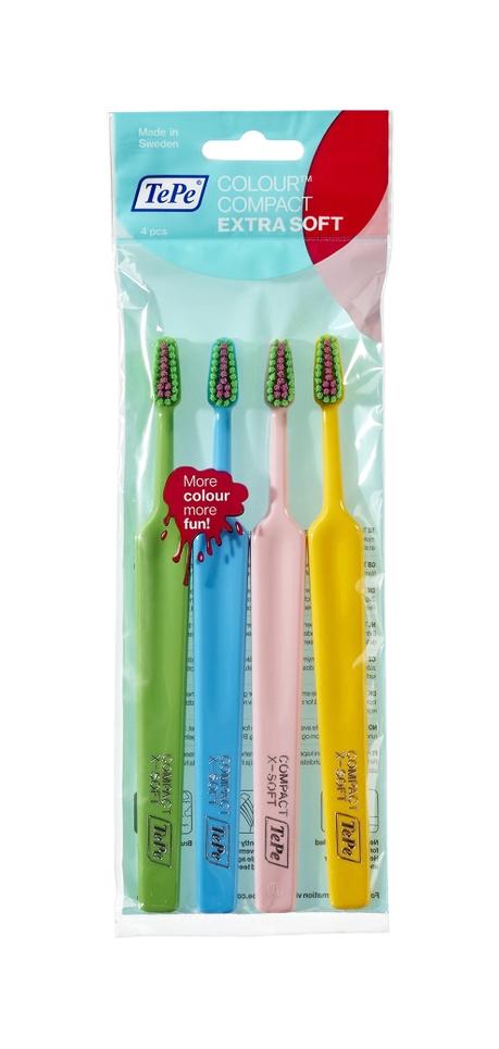 Szczoteczki do zębów miękkie włosie TePe Colour Compact Extra Soft 4 sztuki