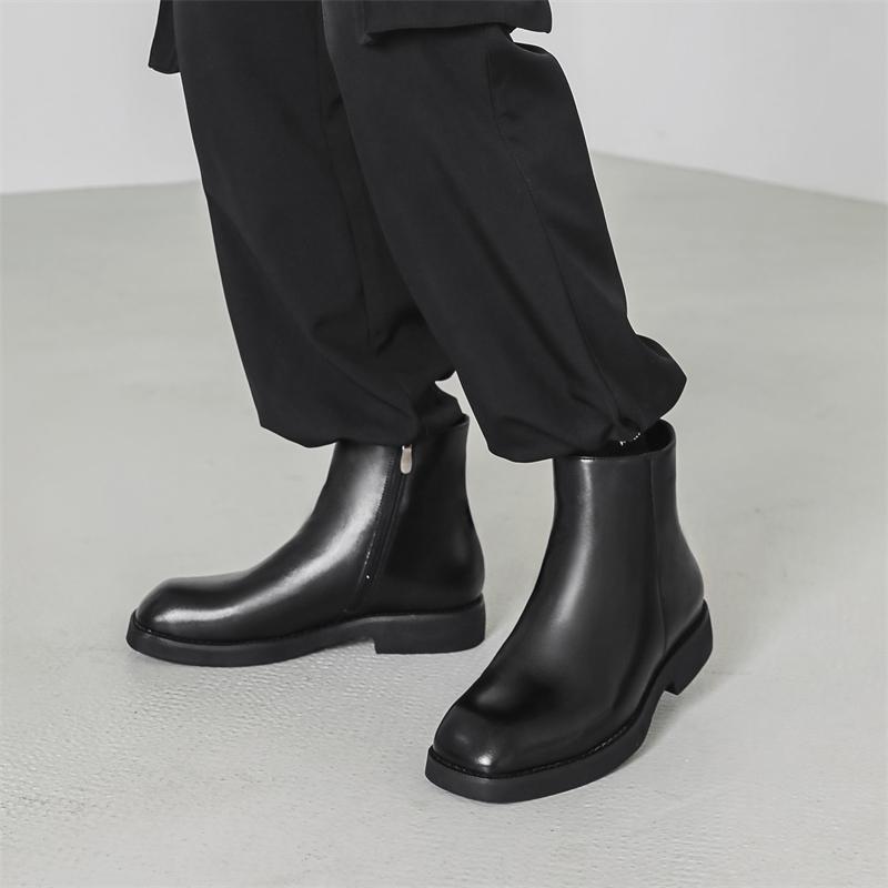 Side Zipper Male Motocross Boots Mens Slip on Low Top Shoes Men's Basic Boots New Arrival Men Winter Plush Snow Boots