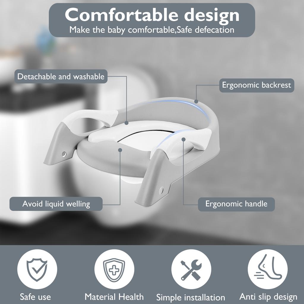 Potty Training Seat Height Adjustable Potty Training Toilet with Nonslip Pad Foldable Toddler Toilet Seat for Toddler Kid Boy