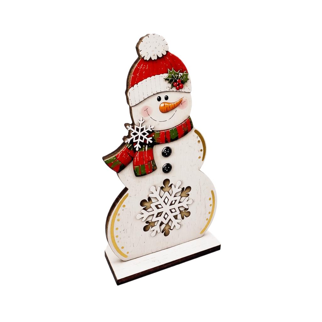Christmas Wooden Snowman Figurine, Desktop Decoration and Creative Gift