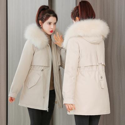 Fashion Temperament Medium and Long Down Cotton-padded Clothes Women's New Warm Fur-collared Cotton-padded Jackets Thickened Coats