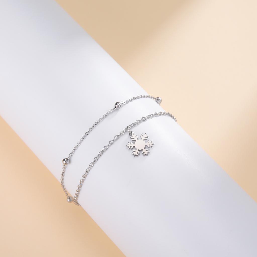 Cazador Barcelona Flower Bracelet Stainless Steel Smile Leaves Bow Tie Planet Charm Double Layer Beads Chain for Women Jewelry