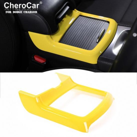 Cup Holder Cover Trim Sticker Accessories for Dodge Charger/300 2015- Yellow