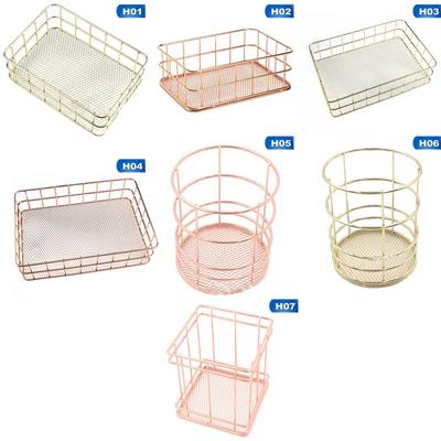 Nordic Simplicity Style Metal Iron Storage Basket Combination Holder