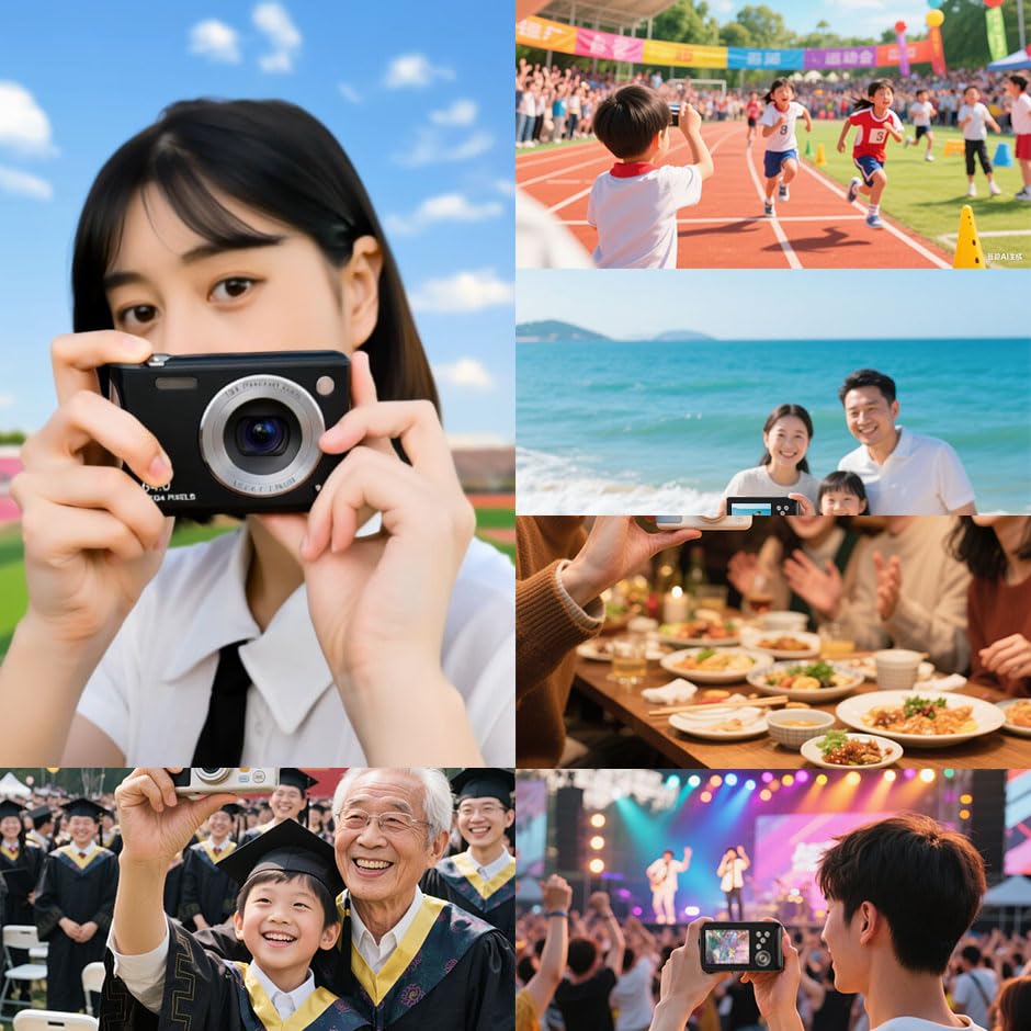 Beginner-friendly 4K 64MP Digital Camera with 18X Digital Zoom, Perfect for Vlogging, Sending Photos To Your Smartphone, and Autofocus. Compact,