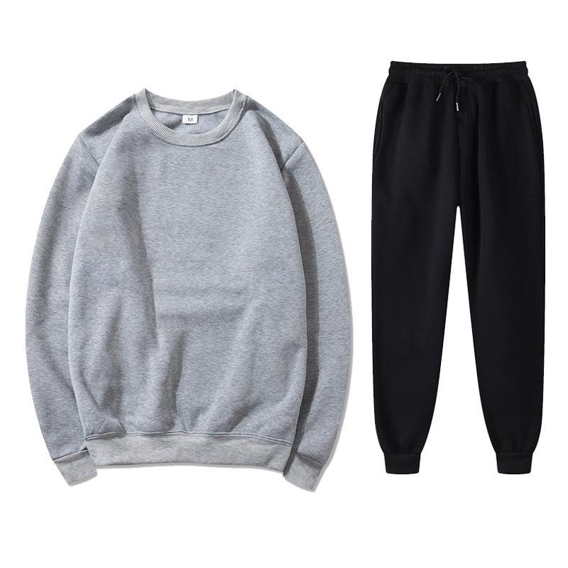 Unisex Autumn/Winter Fleece Sweatshirt & Sweatpants Set: Casual, Loose Fit