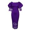 D247 Off-Shoulder Cold-Shoulder Bodycon Dress with Lace Patchwork and Lantern Sleeves
