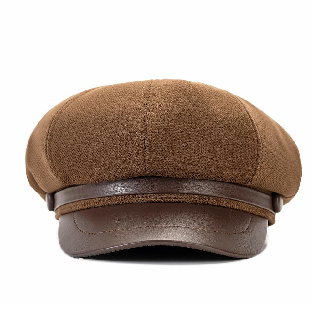 Autumn Winter Octagonal Cap Retro Painter Cap Big Head Circumference Beret