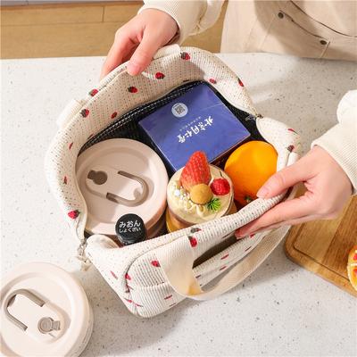 Cute Corduroy Lunch Bag For Women Reusable Insulated Lunch Box Large Capacity Reusable Insulated Cooler For Work Picnic Travel