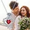 Silver Women' Pendant Necklace Chain Heart Cubic Zirconia Gift