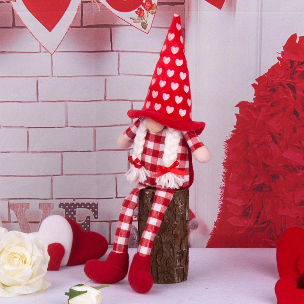 Valentines Day Gnome Heart Sitting Faceless Doll Scandinavian Tomte Decorations Swedish Gnomes Dwarf Figurines Gift