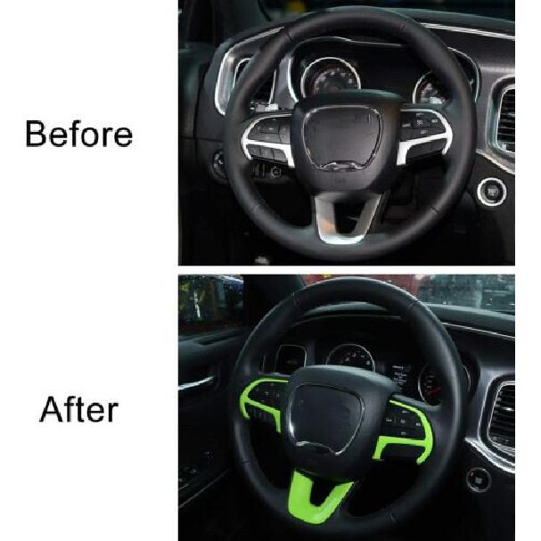 Green Steering Wheel Trim Cover for 15-20 Dodge Challenger/Charger/ Durango/SRT8