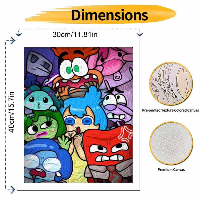 Disney oil painting handmade diy art painting Inside Out characters home decoration