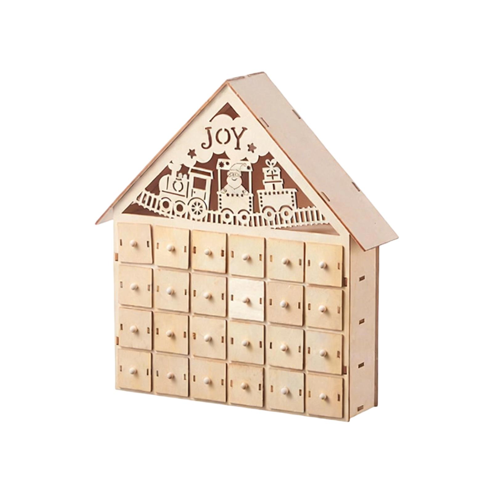 

Wooden Christmas Decoration With LED Lights, 24-day Countdown Calendar For Advent, Creative Wooden Christmas Gift. One Size