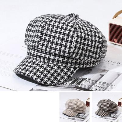 Chapeau octogonal à grille de mille oiseaux pour enfants, chapeau de peintre rétro britannique polyvalent à la mode, béret polyvalent