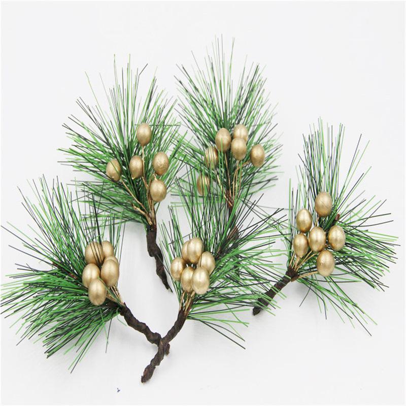 Artificial Pine Needle Greenery & Red Berry Bouquet for Holiday DIY & Gift Packaging