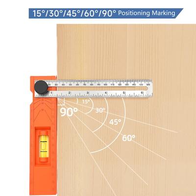Règle de mesure de profondeur pliable Règle de marquage multi-angles pour le travail du bois avec rapporteur de traçage à positionnement réglable