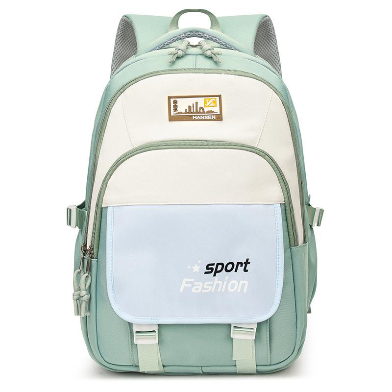 Stylish Color Block Backpack for High School Students - Large Capacity Casual Schoolbag