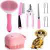8Pcs Combo Set Cat Brush Beauty Kit with Pet Nail Clippers and Files Pet Self-Cleaning Kit Flea Comb Pet Shampoo Bath Brush Pet