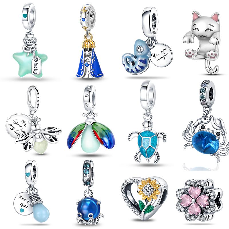 Copper Exquisite Luminous Firefly Light Bulb Star Chameleon Pendant Suitable For Women Original Bracelet Diy Jewelry