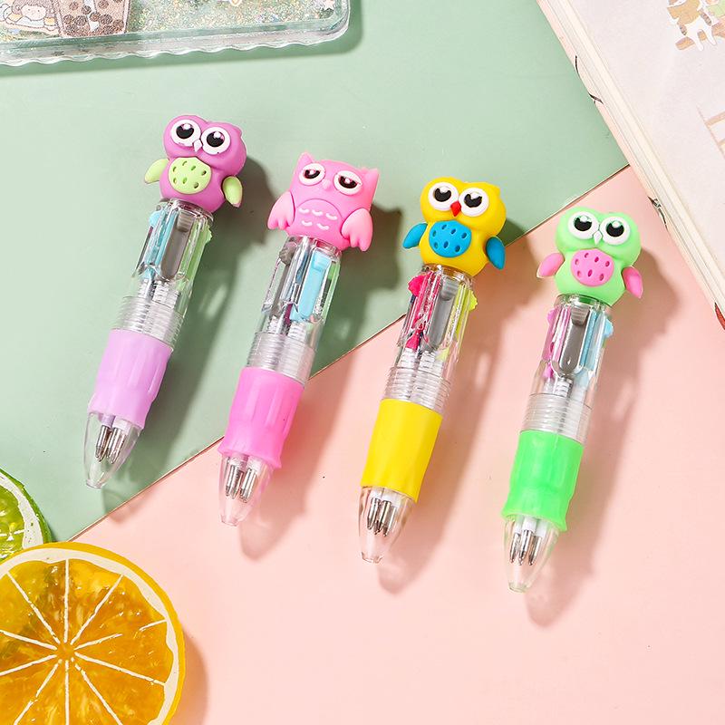 Korean Cute Animal Head 4-Color Click Ballpoint Pen