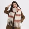 Plush Tassel Shawl Colorful Cashmere Scarves Classic Stripe Wool Scarf  Girl
