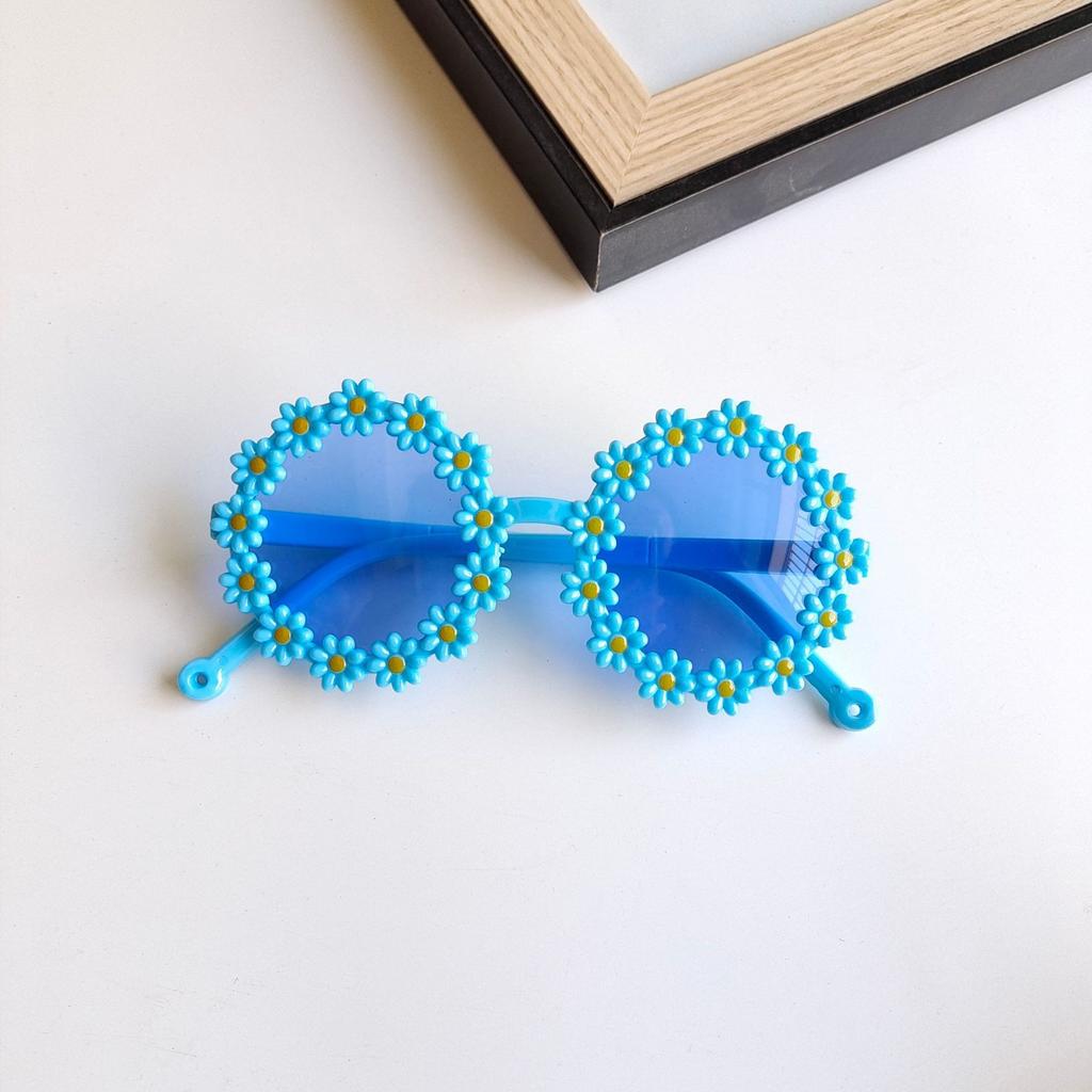 Personalized Candy Color Small Daisy Children'S Sunglasses Round Frame Cute Shape Beach Glasses