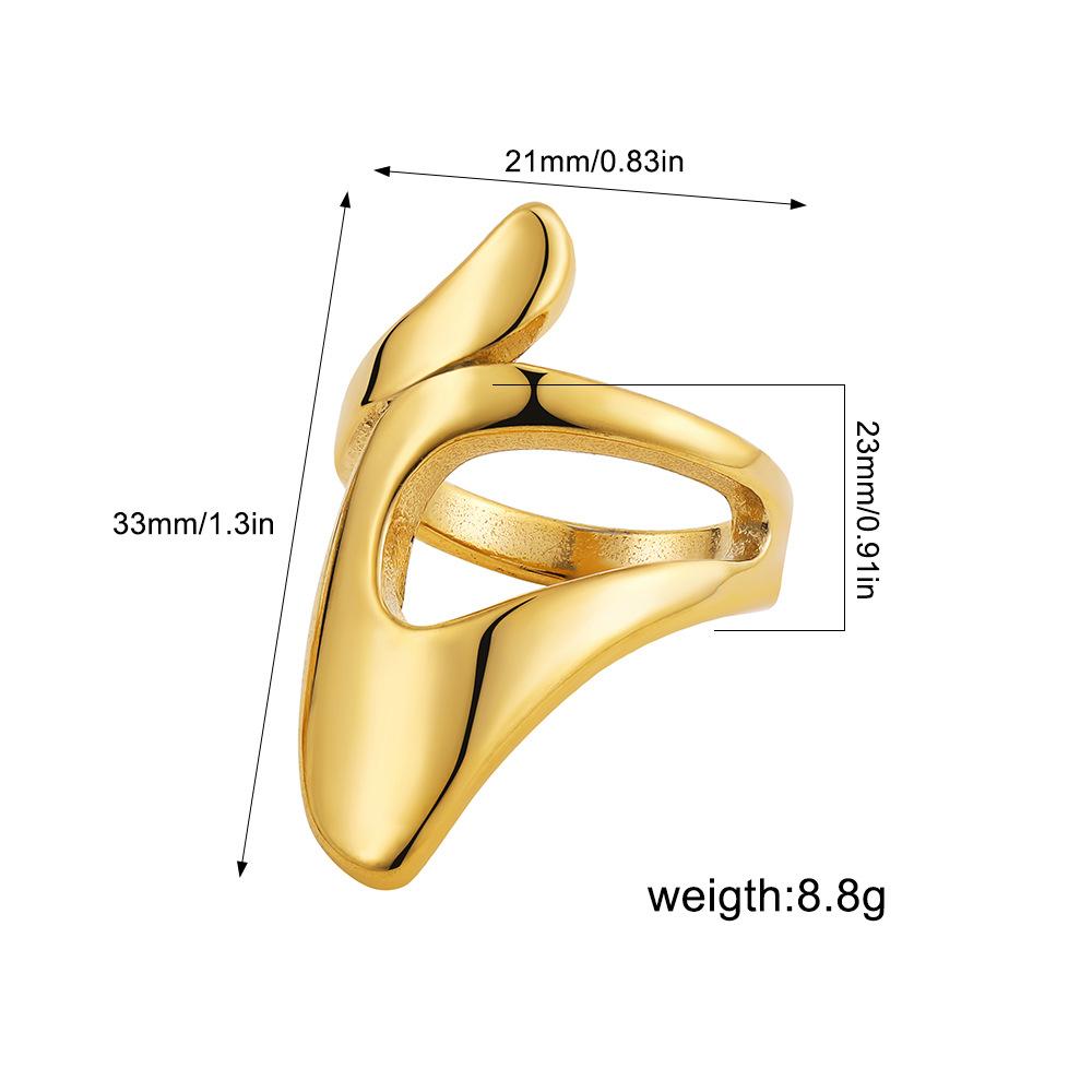 18K exaggerated ring, water drop knot, open ring, knotted irregular geometric decorative ring, index finger ring.