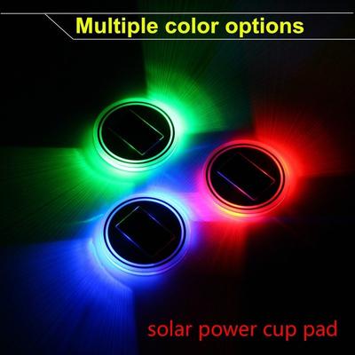 Solar Powered LED Creative Luminous Cup Slot Anti-Skid Pad for Car Inset Decorations Lamp Atmosphere