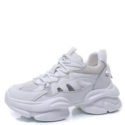 Dad's Shoes for Women  Spring New Style Breathable Mesh Casual Sports Shoes Thick Sole Inner Heightening White Women's Shoes